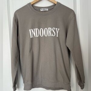 “Indoorsy” sub urban riot grey crew sweatshirt xsmall